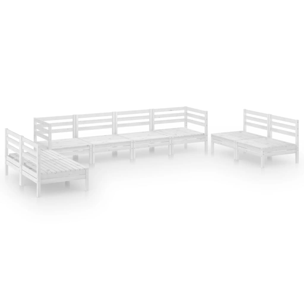 8-tlg. Garten-Lounge-Set Weiss Massivholz Kiefer